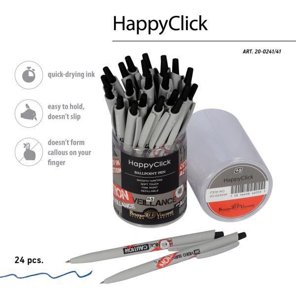 Ручка шариковая 0,5 мм "HappyClick. Keep away. Video camera" СИНЯЯ
