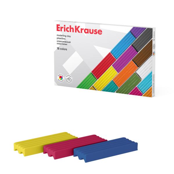 Пластилин 18 цв. ErichKrause классический, 288 г (в коробке )