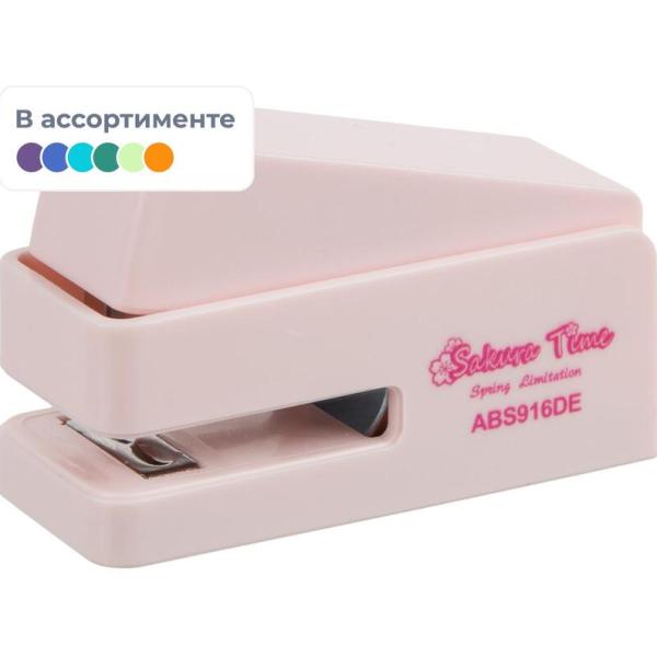Степлер на 20 л. 24/6 M&G Sakura скобы в наб. в ассортименте, в блистере