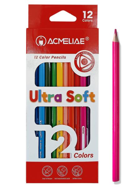Карандаши 12 цв. Acmeliae Ultra Soft Набор цветных мягких,  в картонном футляре