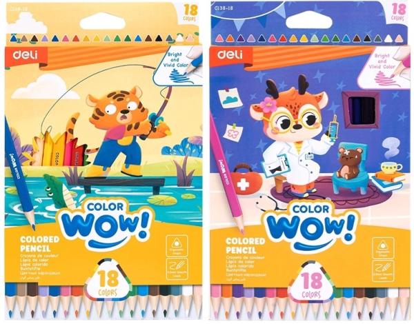 Карандаши 18 цв. Deli Colorwow 3мм трехгран. карт.кор.