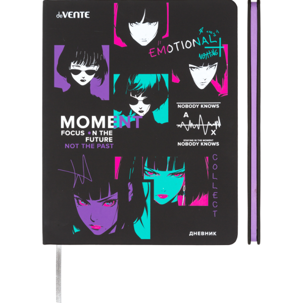 Дневник 1-11 кл. 48 л. "deVENTE Label. Anime Style" с сиреневым срезом, твердая обложка из искусстве