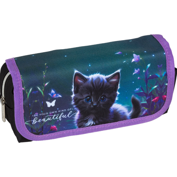 Пенал "deVENTE. Beautiful Cat" 20,5x9,5x7 см, прямоугольный для 40 предметов, отделение на молнии, н