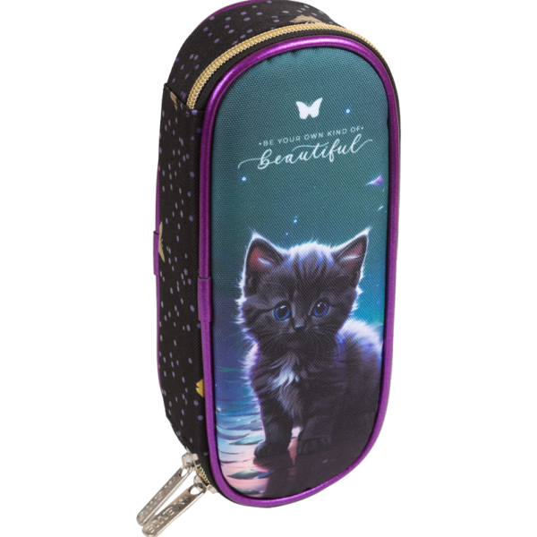 Пенал "deVENTE. Beautiful Cat" 21x8x5 см, овальный для 50 предметов, с внутренним органайзером-створ