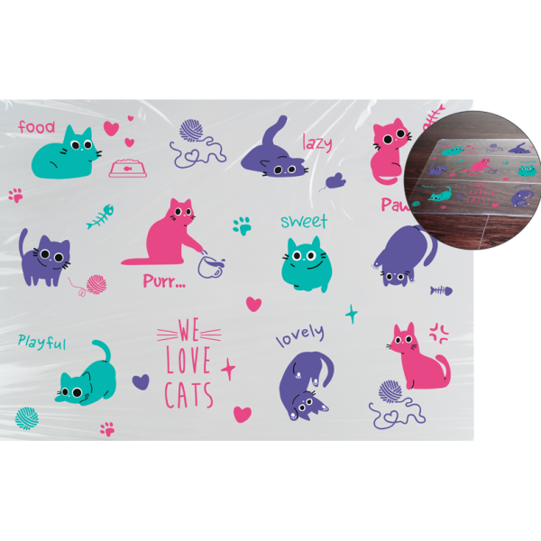 Покрытие настольное "deVENTE. Funny Cats" 70x50 см, прозрачный PVC с цветным рисунком, плотность 150
