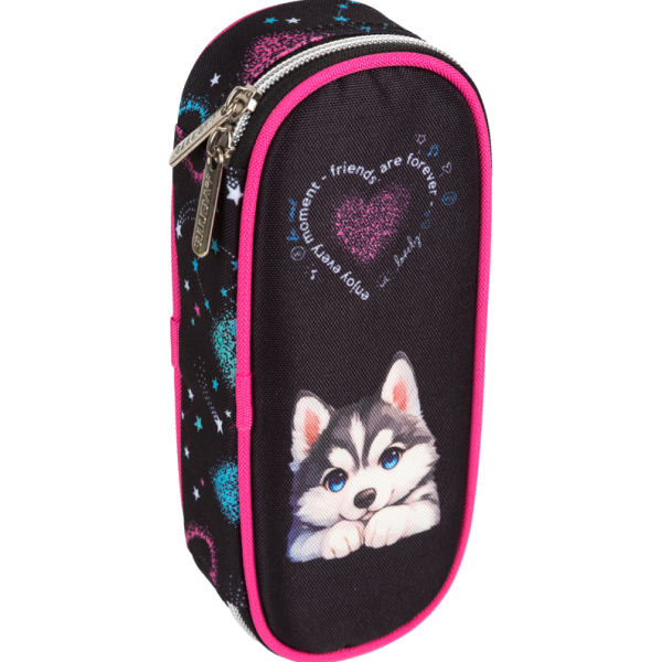 Пенал "deVENTE. Cute Husky" 21x8x5 см, овальный для 50 предметов, с внутренним органайзером-створкой