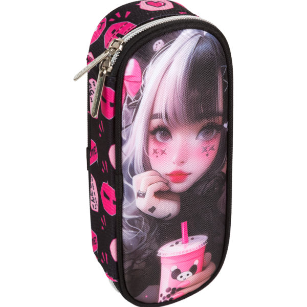 Пенал "deVENTE. I Love Anime" 21x8x5 см, овальный для 50 предметов, с внутренним органайзером-створк