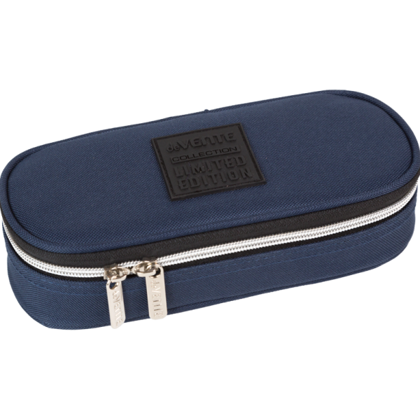 Пенал "deVENTE. Uno Navy" 21x8x5 см, овальный для 50 предметов, с внутренним органайзером-створкой, 
