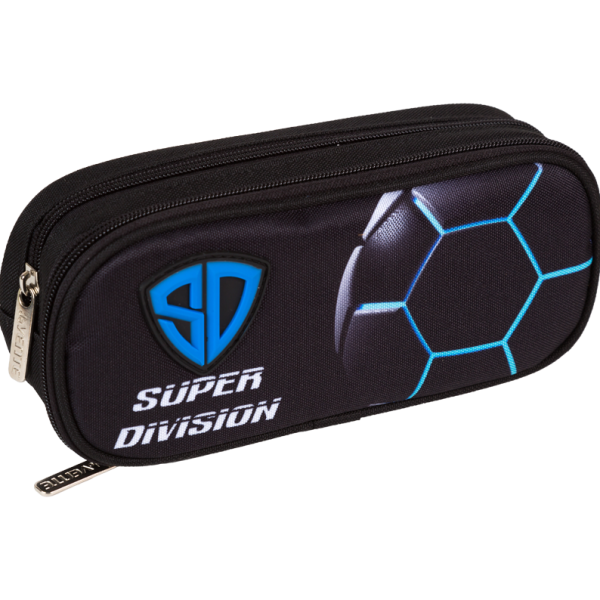 Пенал "deVENTE. Super Division" 22x9,5x7 см, овальный для 60 предметов, 2 отд. на молнии, одно с вну