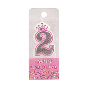 Свеча-цифра для торта "deVENTE. Розовая принцесса" 2, размер свечки 5,8x3,8x0,8 см с серебряным рису