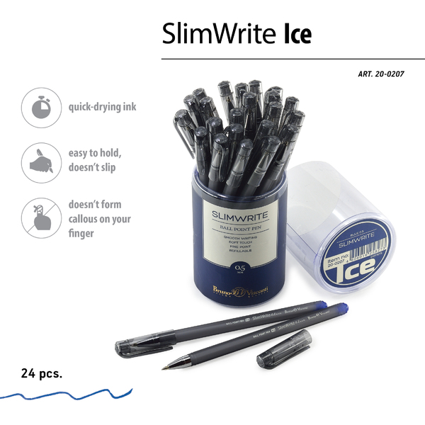 Ручка шариковая 0,5 мм "SlimWrite Ice" синяя