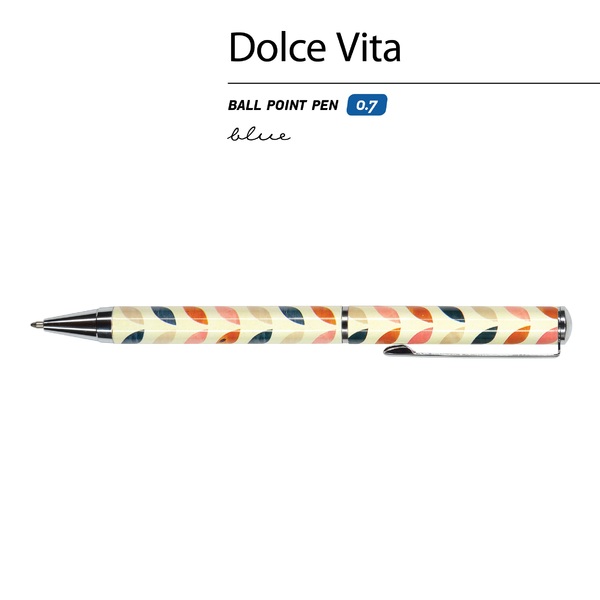 Ручка шарик. 0,7 мм "DOLCE VITA. Лепестки. Винтаж."  метал. кор. СИНЯЯ 